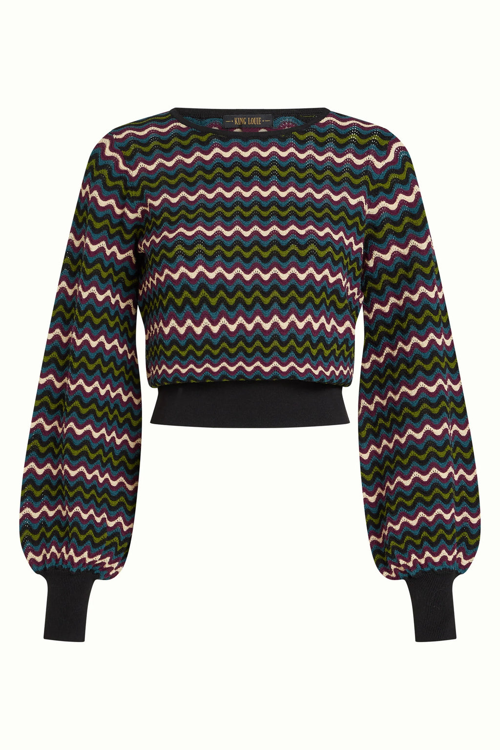 King Louie Pullover "Bell" grün/gemustert