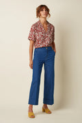 King Louie Bluse/ T-Shirt "Elsie" rot geblümt