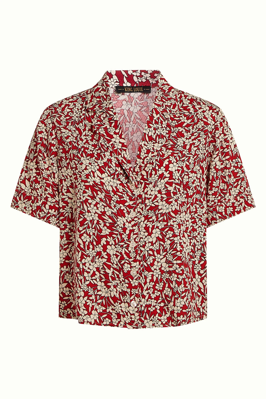 King Louie Bluse/ T-Shirt "Elsie" rot geblümt