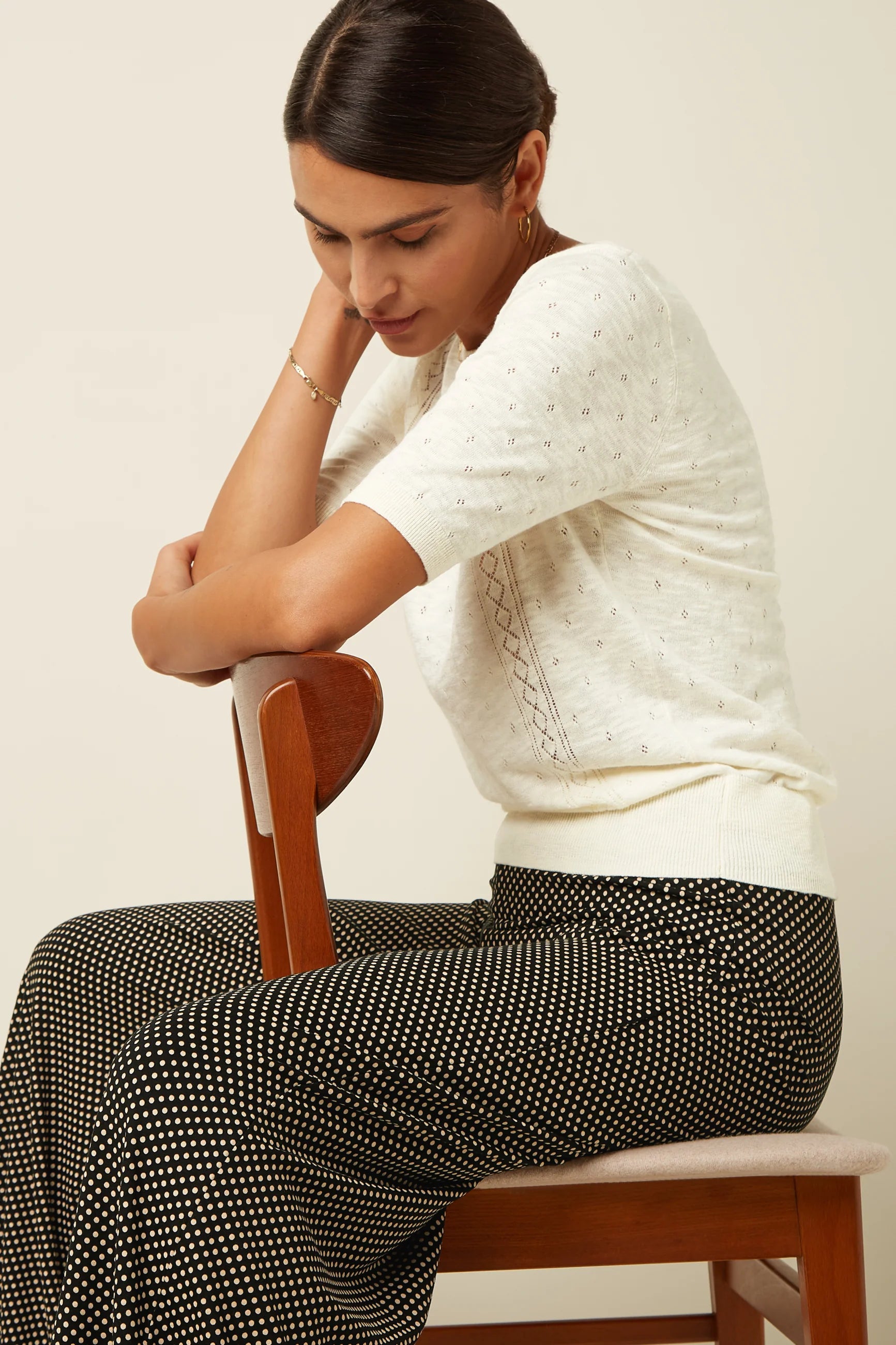 King Louie Hose "Border Palazzo" schwarz/ gepunktet