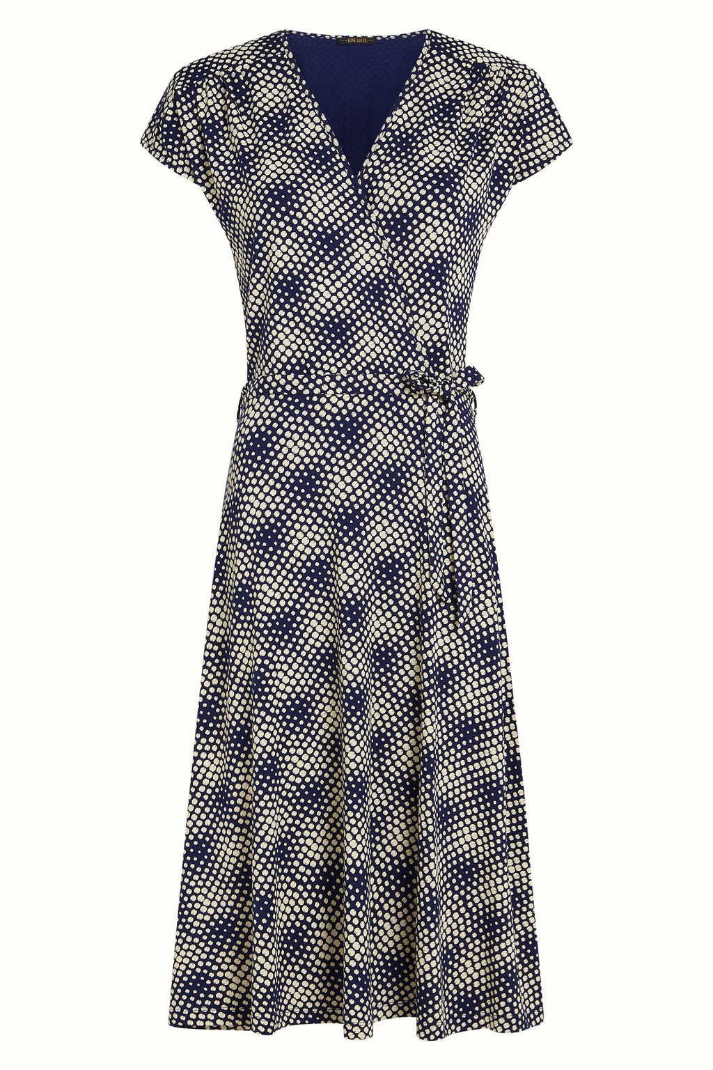 King Louie Kleid "Abigail" blau/creme gemustert