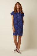 King Louie Kleid "Mimi" blau gemustert