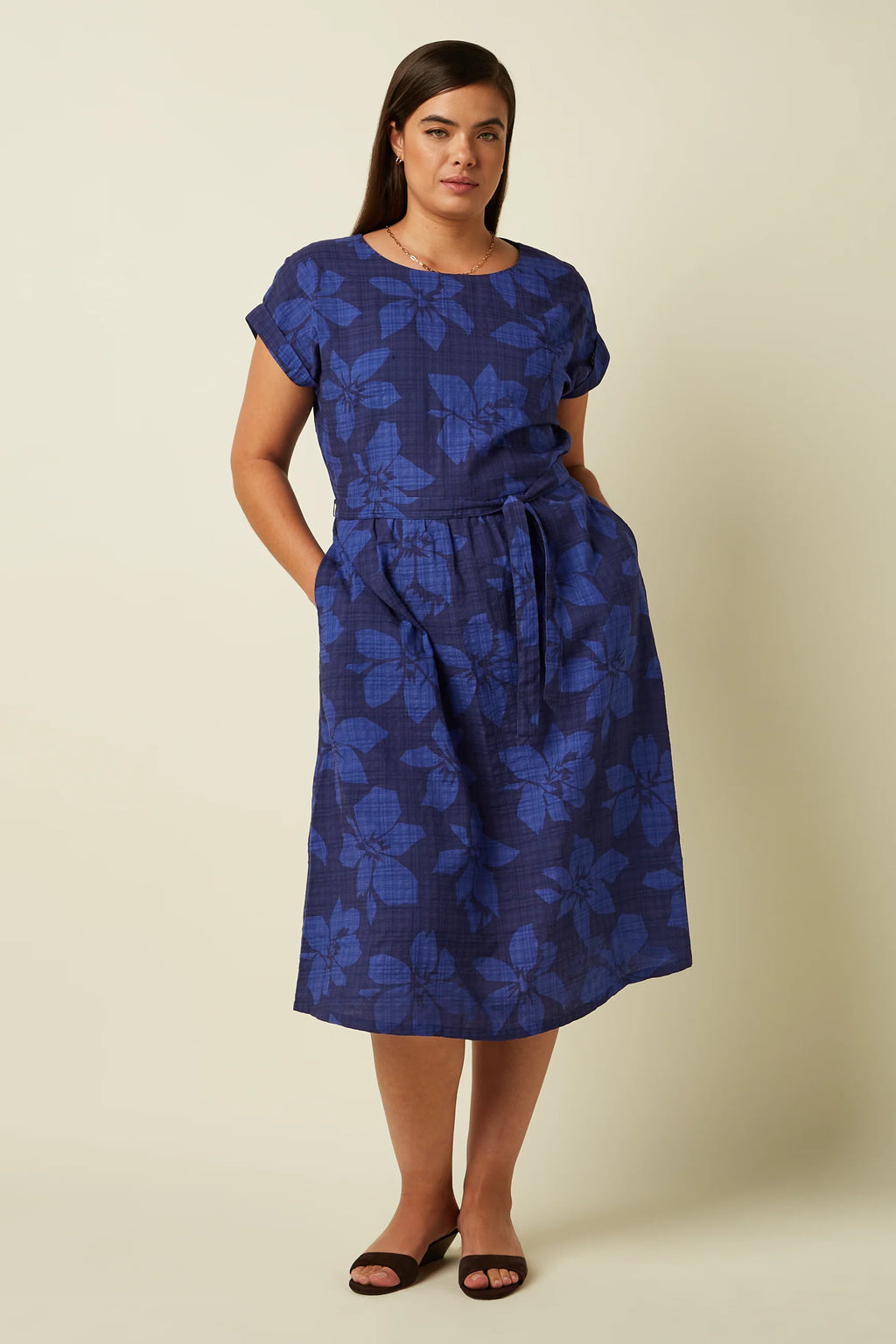 King Louie Kleid "Betty" blau gemustert