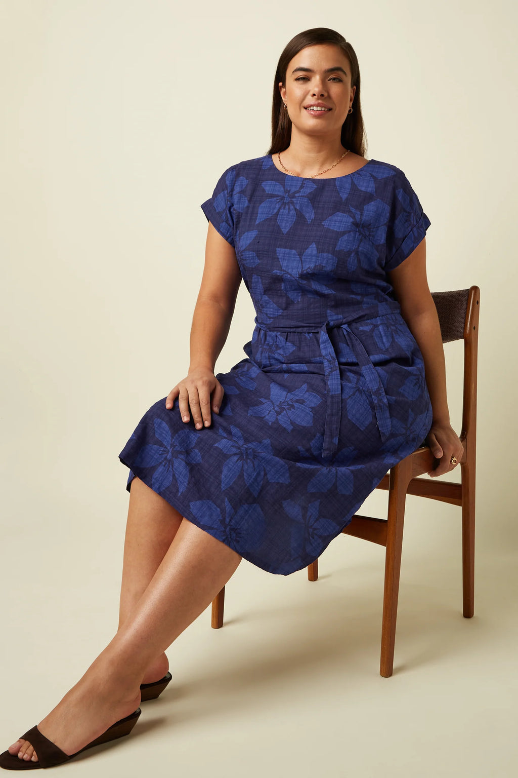 King Louie Kleid "Betty" blau gemustert