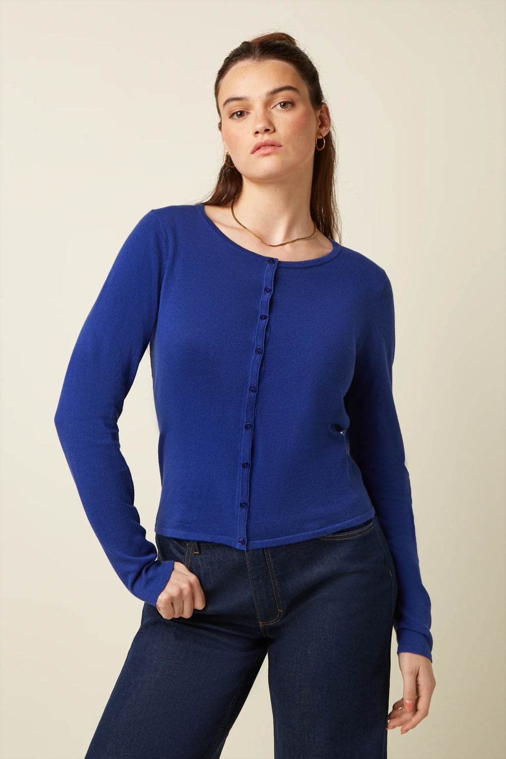 King Louie Strickjacke "Cocoon" blau