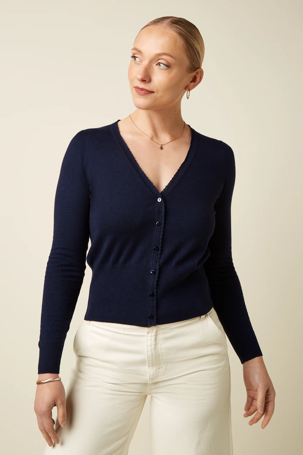 King Louie Strickjacke " Cardi V Cocoon" dunkelblau/blau