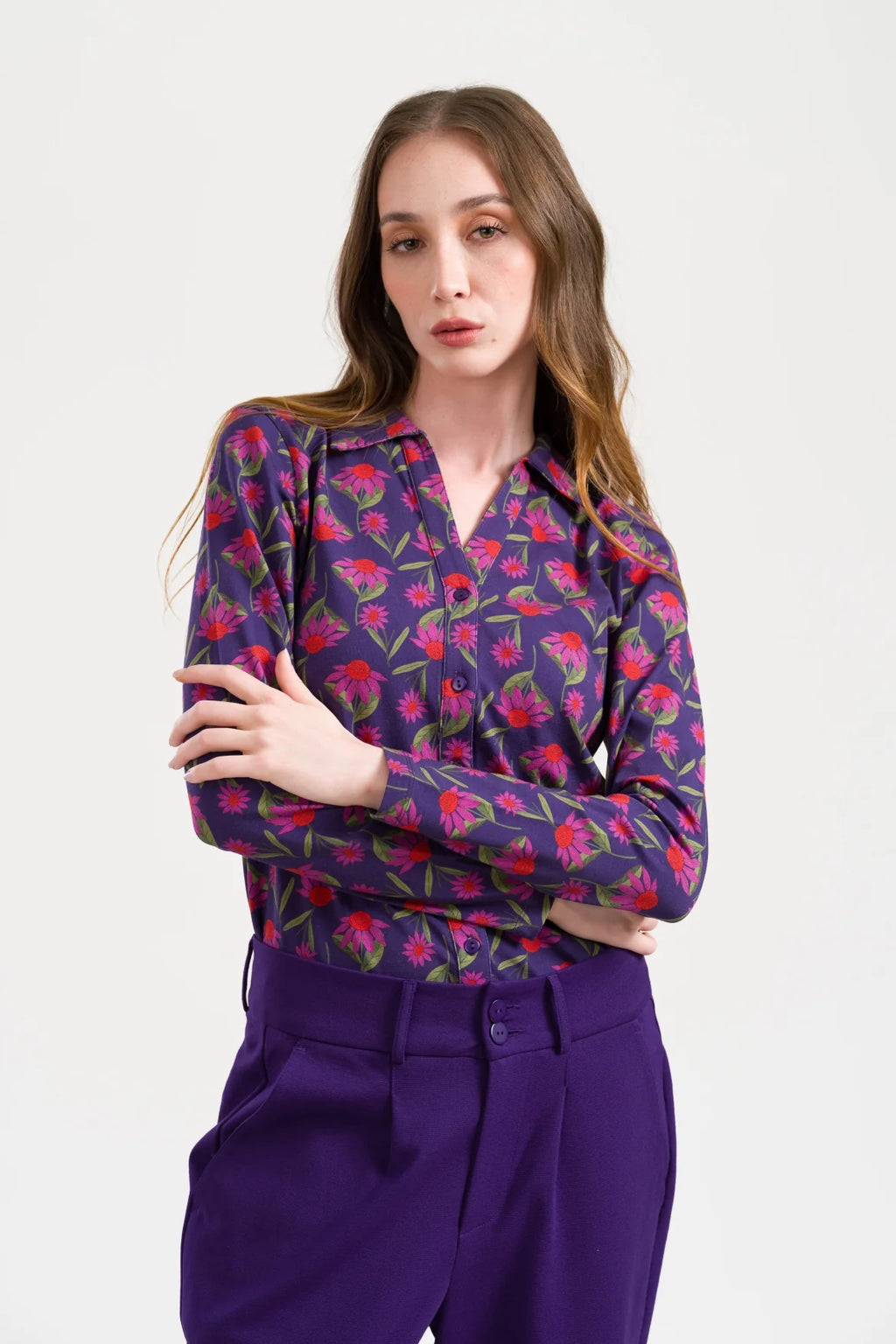 Lalamour Bluse "Lena" lila/gemustert