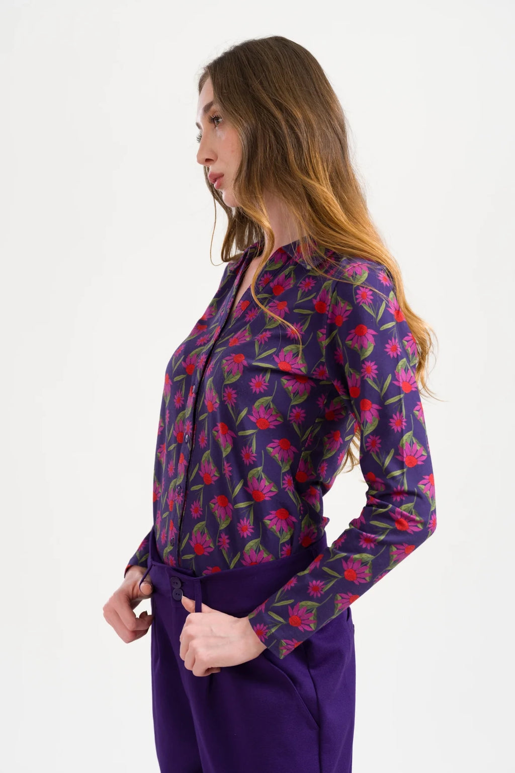 Lalamour Bluse "Lena" lila/gemustert