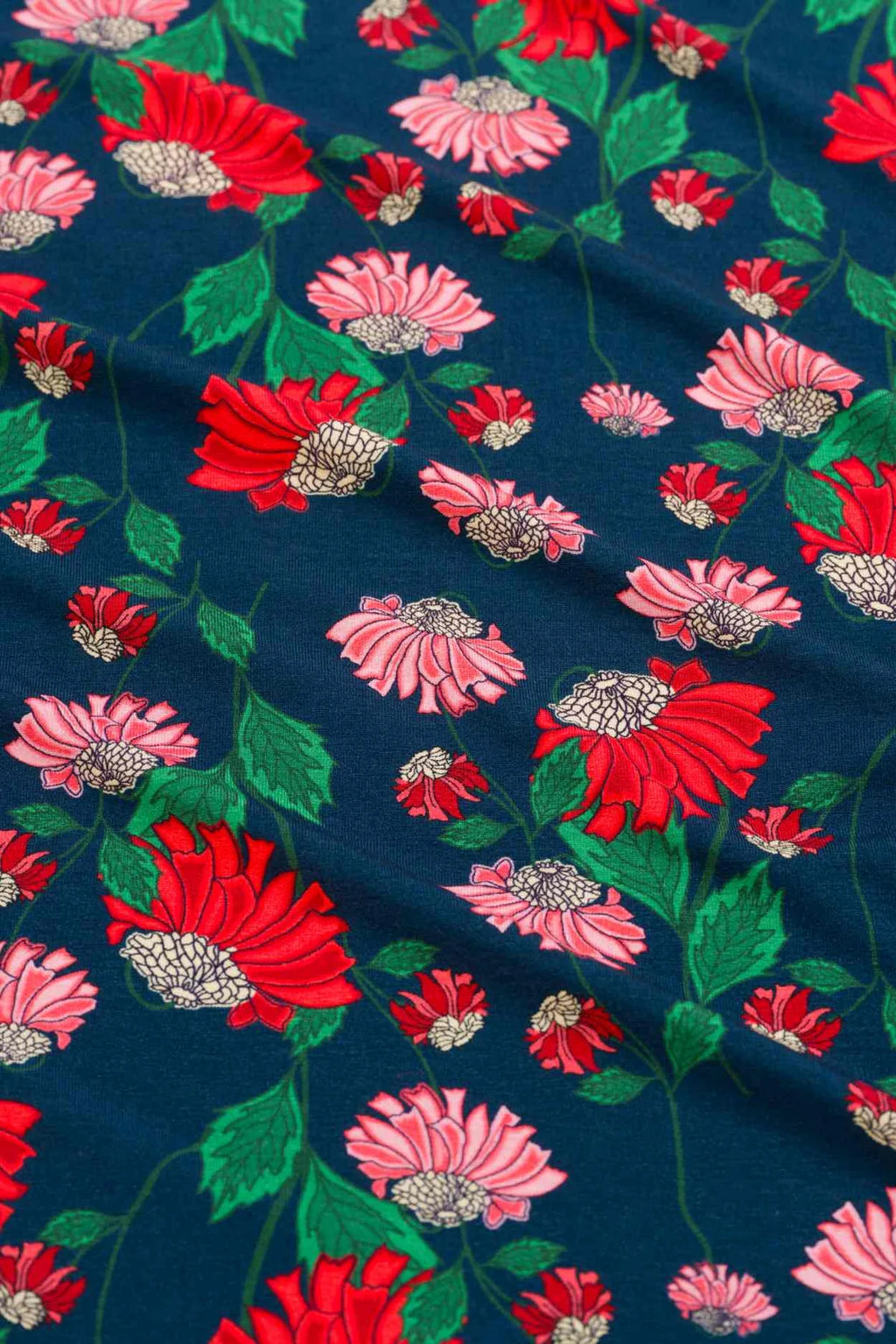 Lalamour Shirt mit Stehkragen "Ruby" petrol/geblühmt
