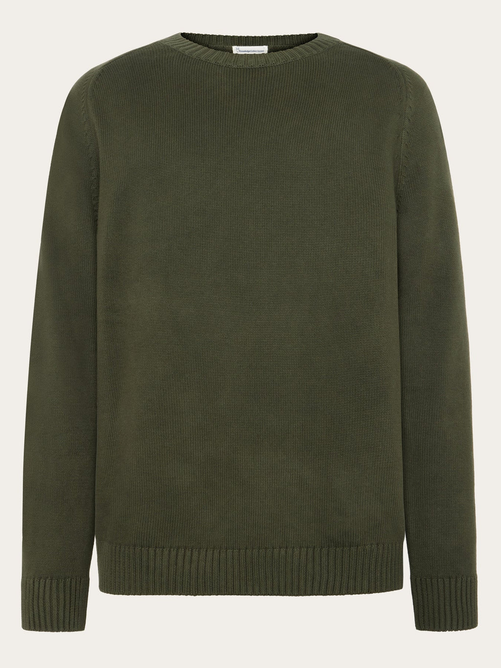 Knowledge Cotton Pullover "Crew" dunkelgrün