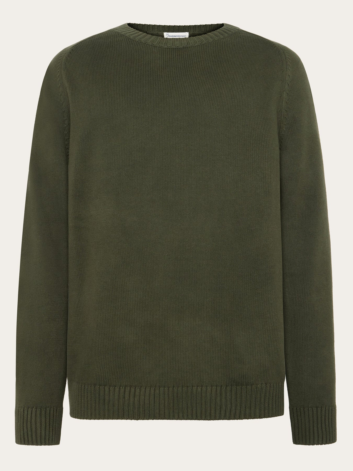 Knowledge Cotton Pullover "Crew" dunkelgrün