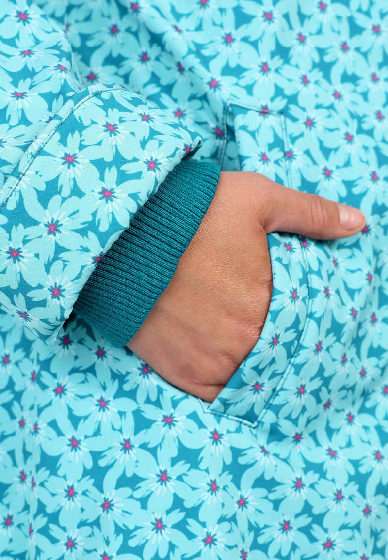 Sorgenfri Softshellmantel "Lisanne" hellblau/blau geblümt