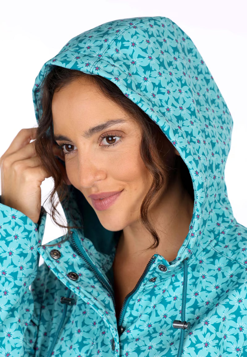 Sorgenfri Softshellmantel "Lisanne" hellblau/blau geblümt