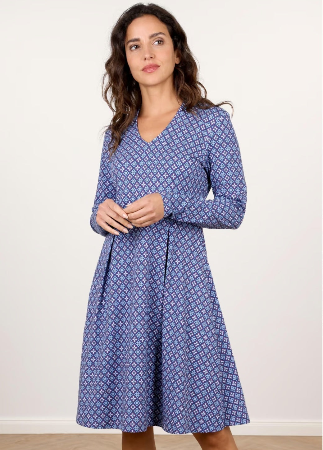 Sorgenfri Kleid "Nellynara" blau/gemustert