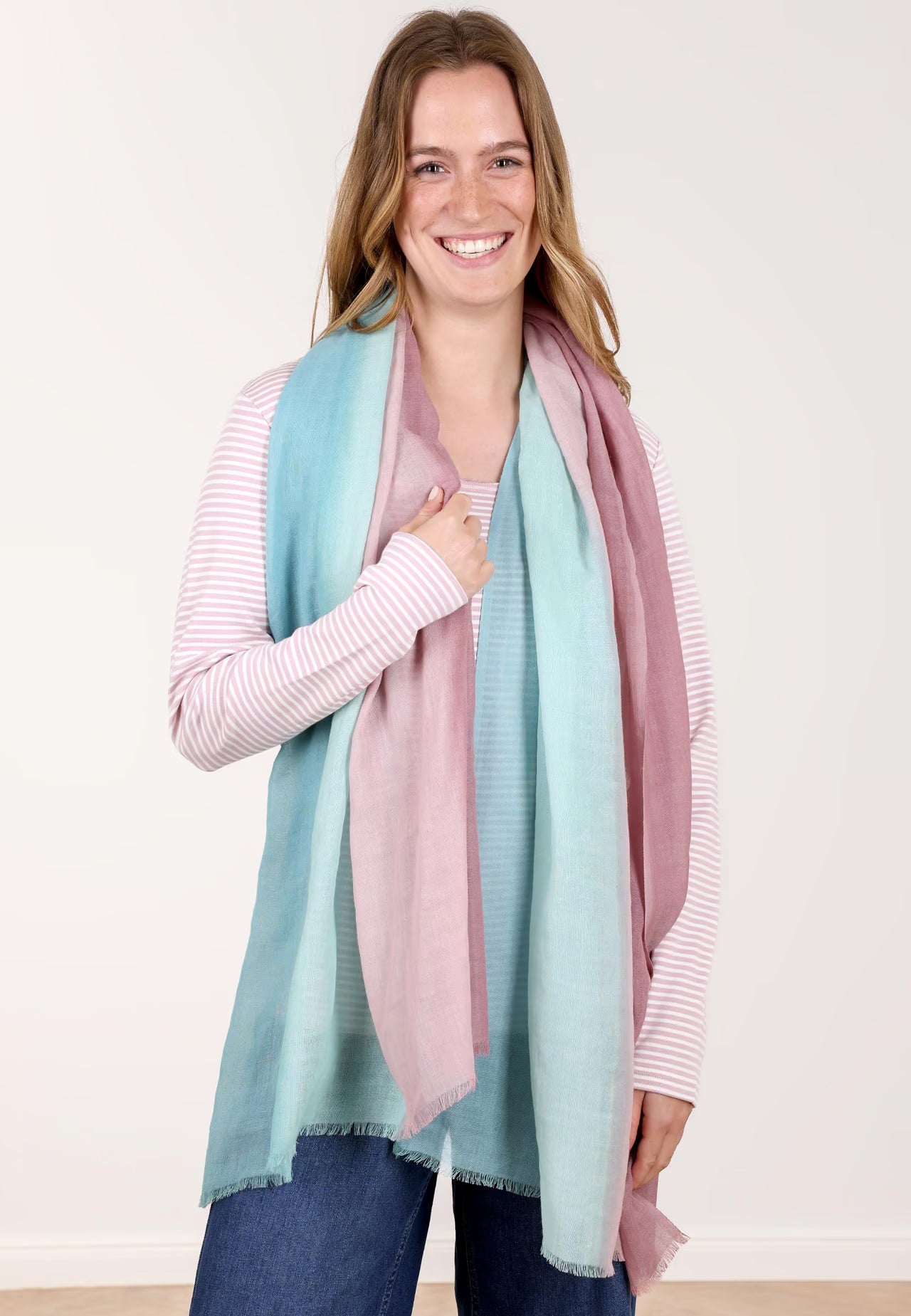 Sorgenfri Schal "Carena" pastell rosa / hellblau / türkis