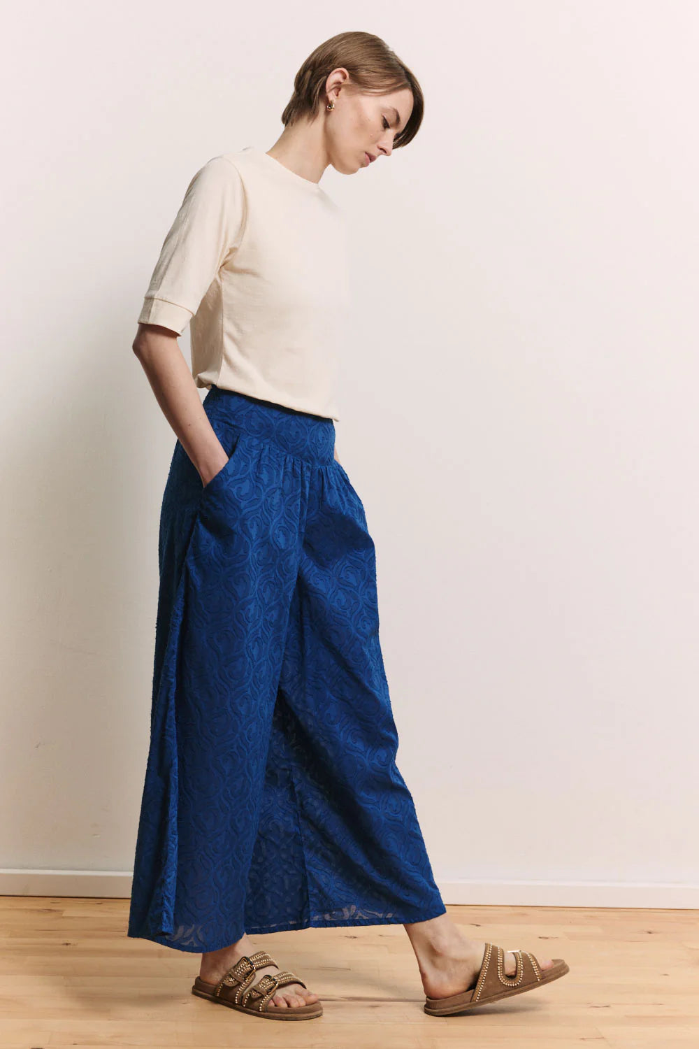 Tranquillo Hose "Soniaa" blau gemustert
