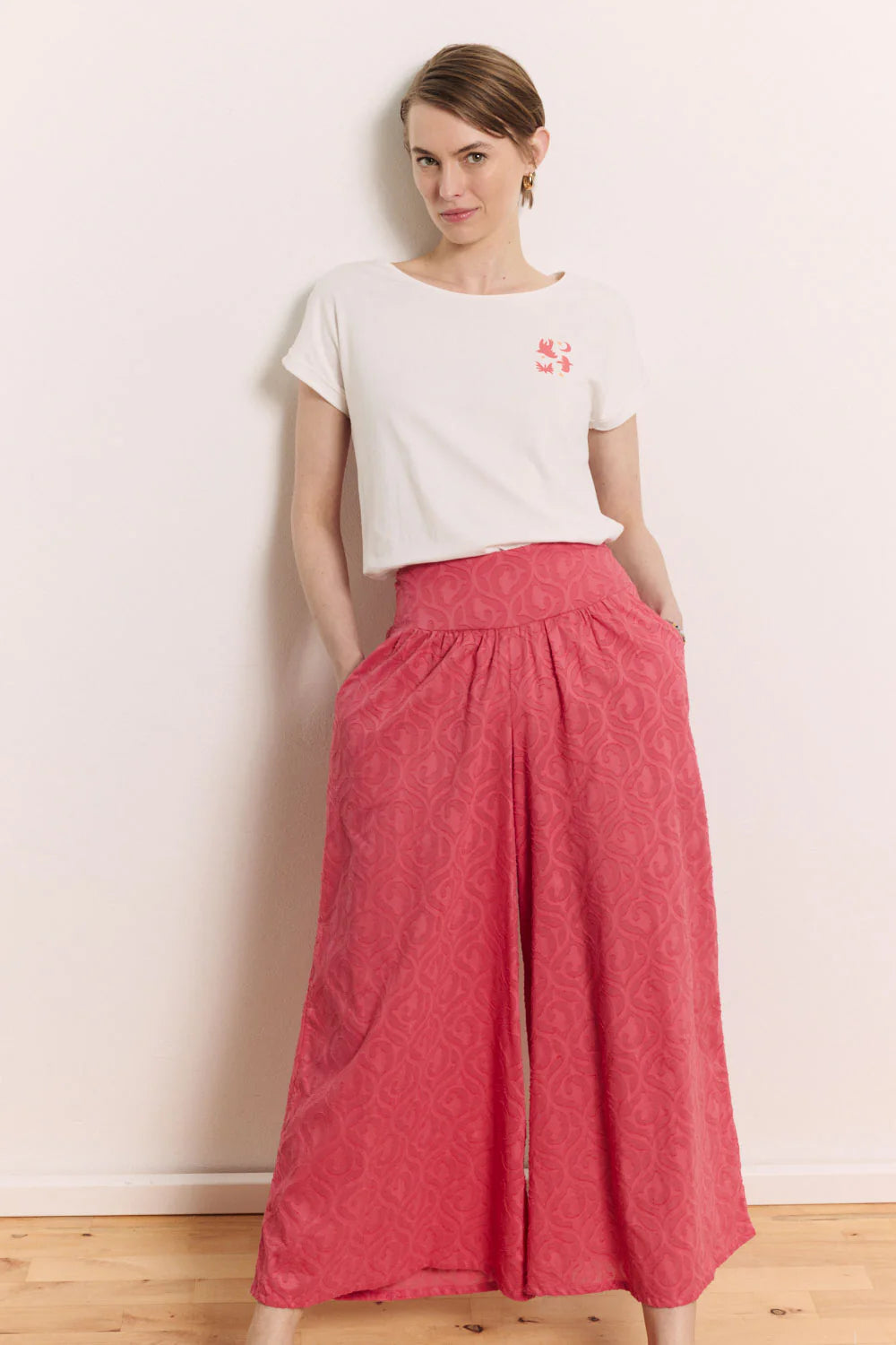 Tranquillo Hose "Soniaa" rosa/rot gemustert