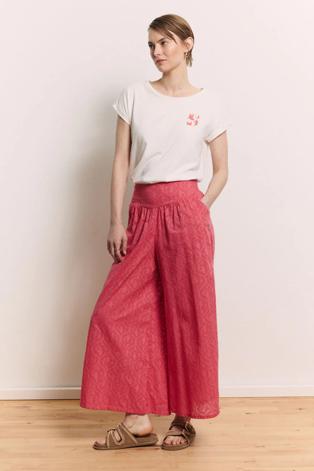 Tranquillo Hose "Soniaa" rosa/rot gemustert