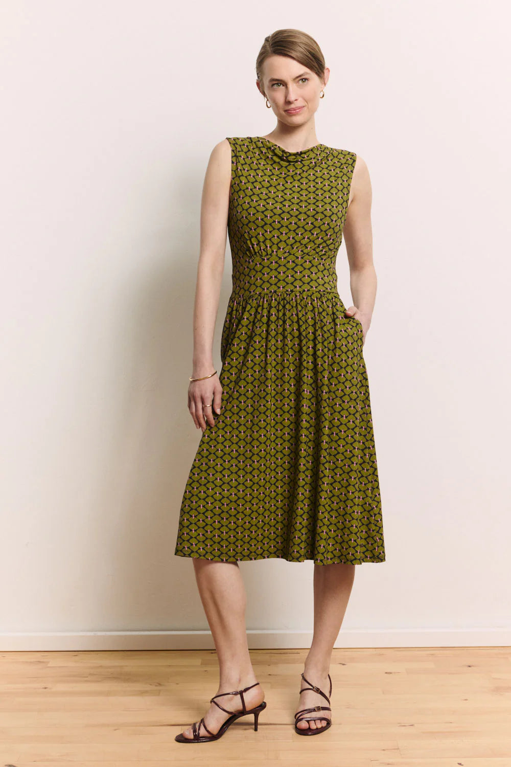 Tranquillo Kleid "Albaa" grün/olive gemustert