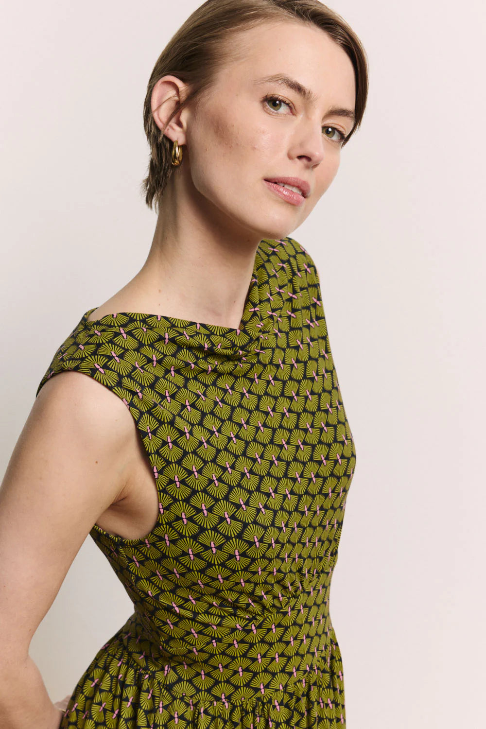 Tranquillo Kleid "Albaa" grün/olive gemustert