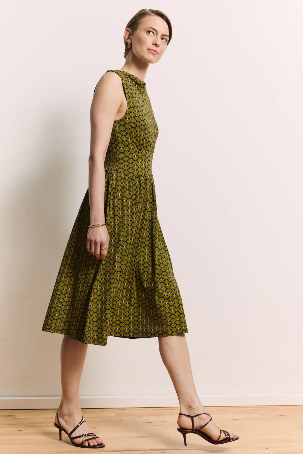 Tranquillo Kleid "Albaa" grün/olive gemustert