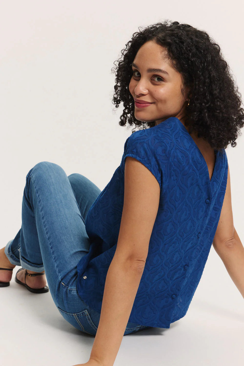 Tranquillo Bluse "Lunaa" blau