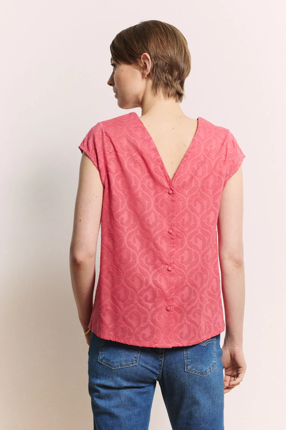 Tranquillo Bluse "Lunaa" rot/rosa
