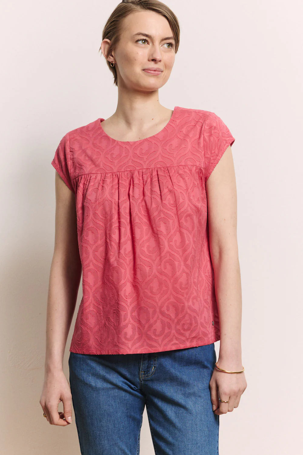 Tranquillo Bluse "Lunaa" rot/rosa