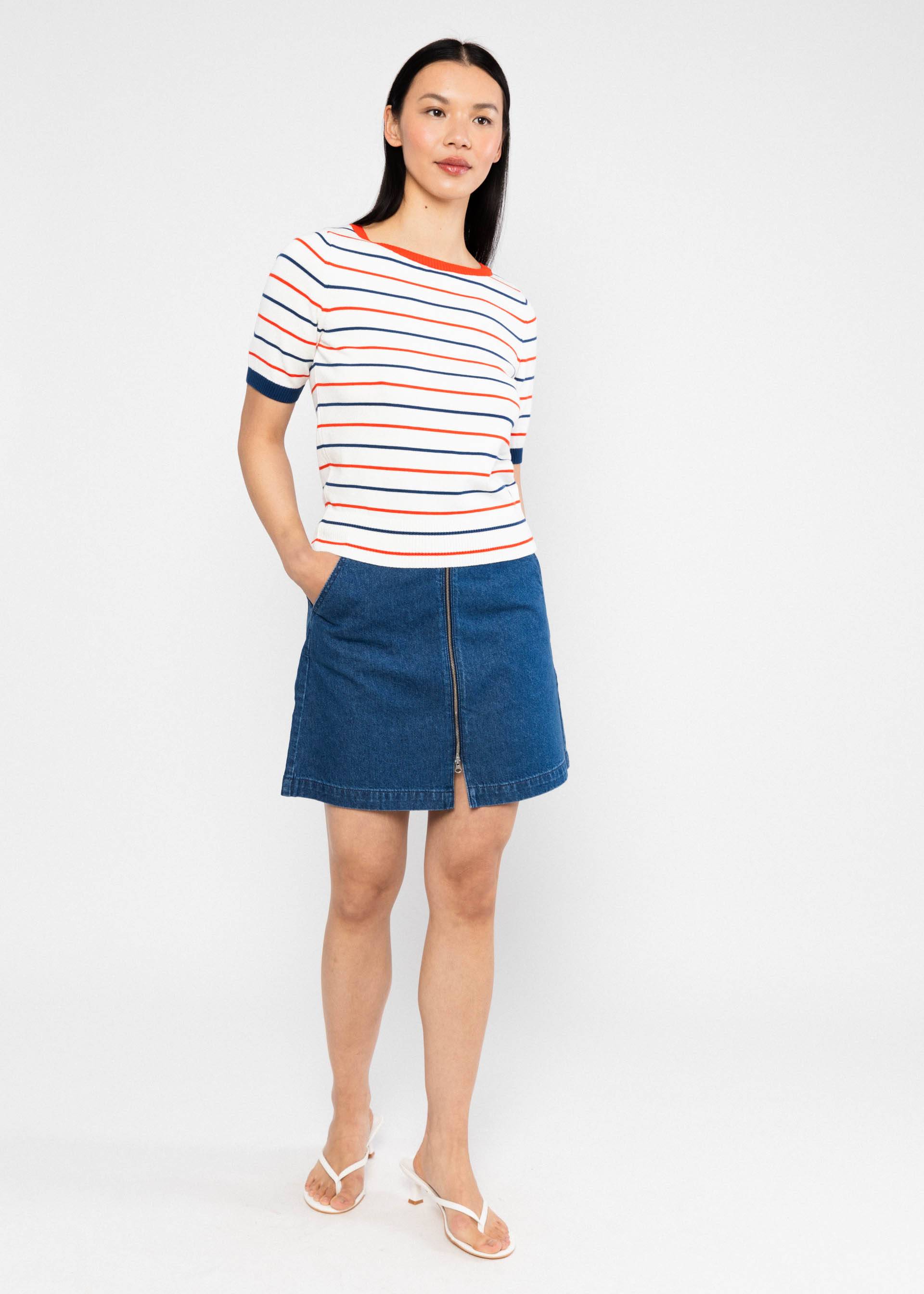 Blutsgeschwister Strick-T-Shirt "Pretty Preppy" weiß/blau gestreift