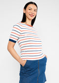 Blutsgeschwister Strick-T-Shirt "Pretty Preppy" weiß/blau gestreift
