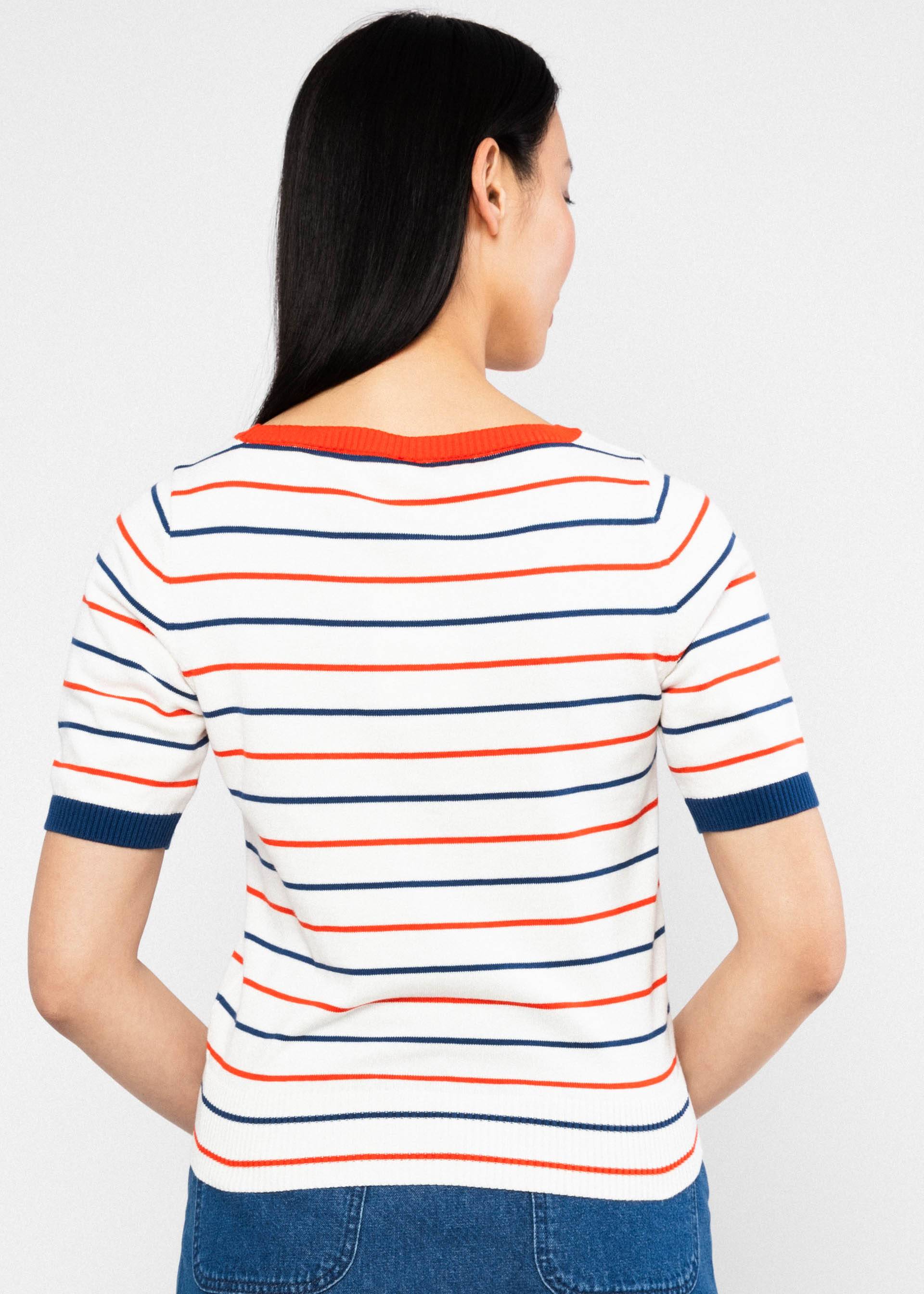 Blutsgeschwister Strick-T-Shirt "Pretty Preppy" weiß/blau gestreift