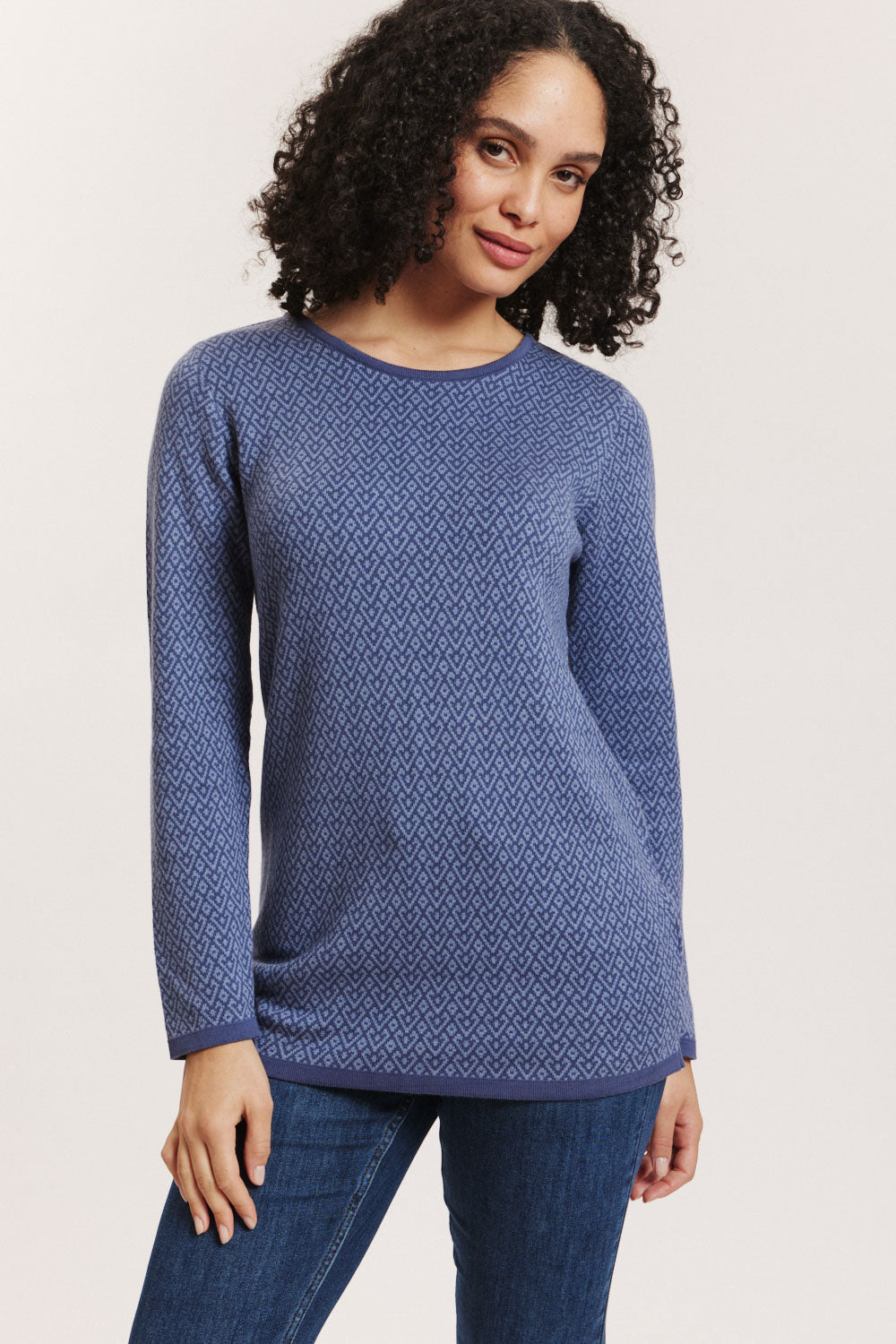 Tranquillo Pullover "Lolaa" blau/gemustert