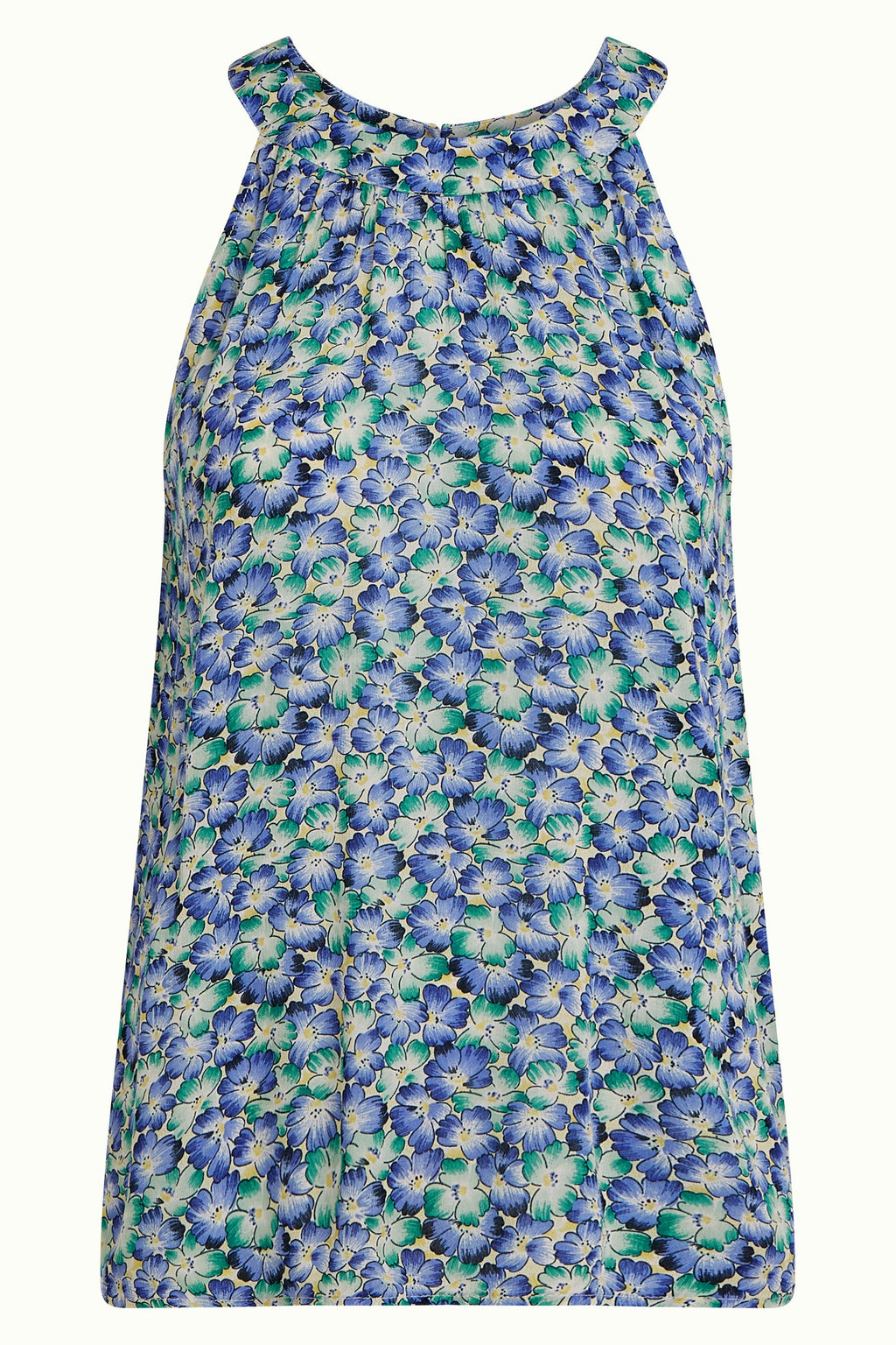 King Louie Bluse "Virna" blau/grün geblümt