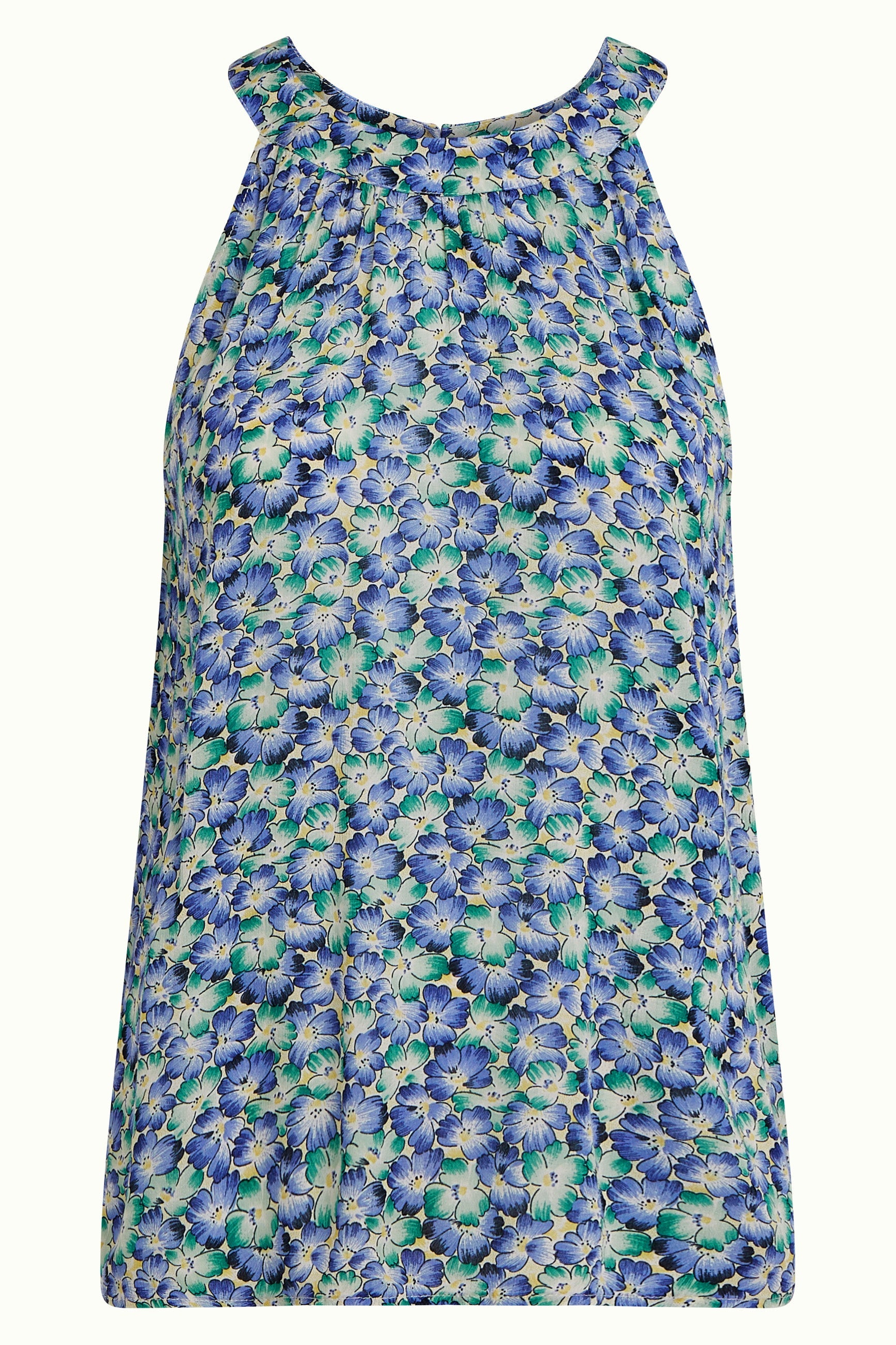 King Louie Bluse "Virna" blau/grün geblümt