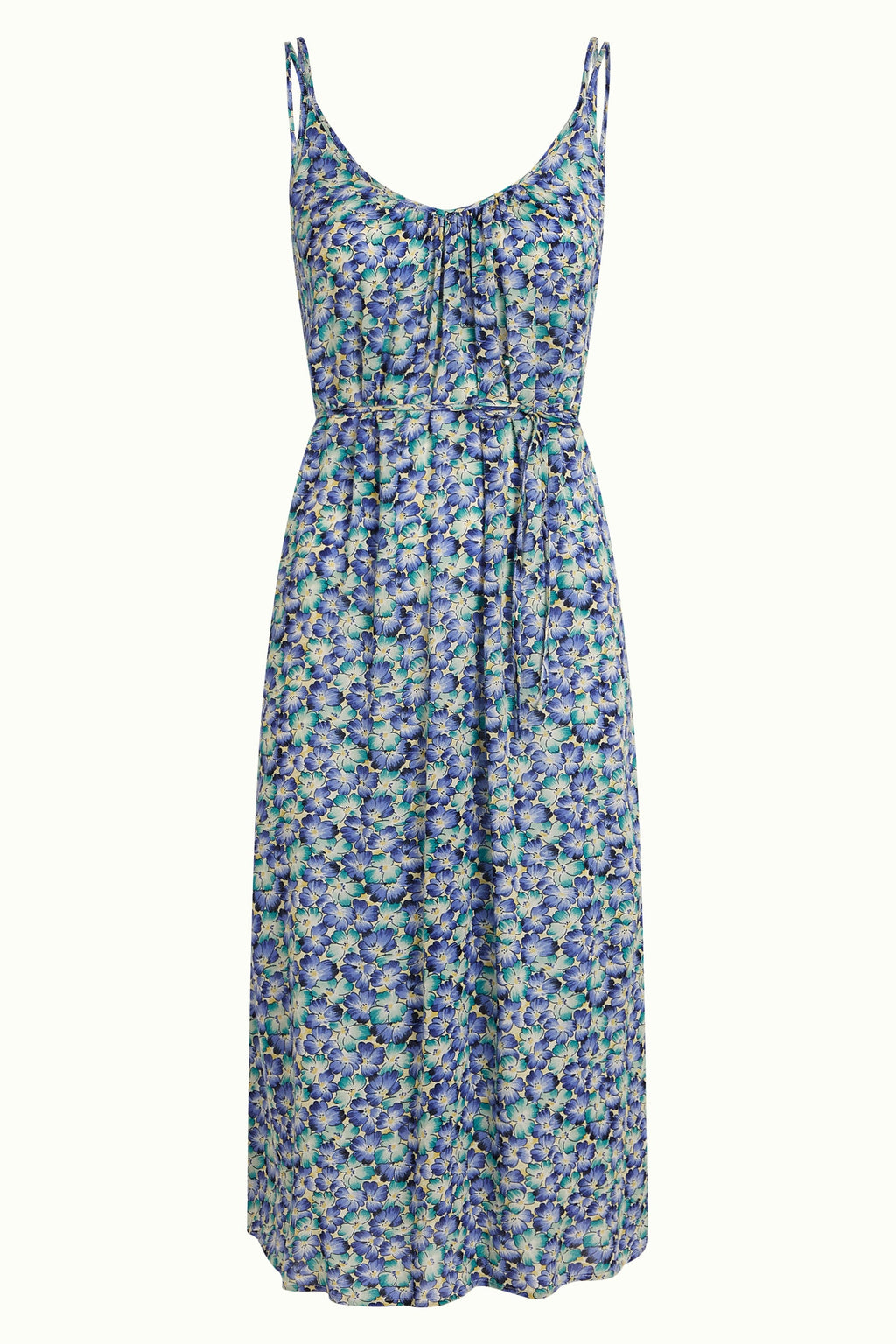 King Louie Kleid "Lara" blau/grün geblümt