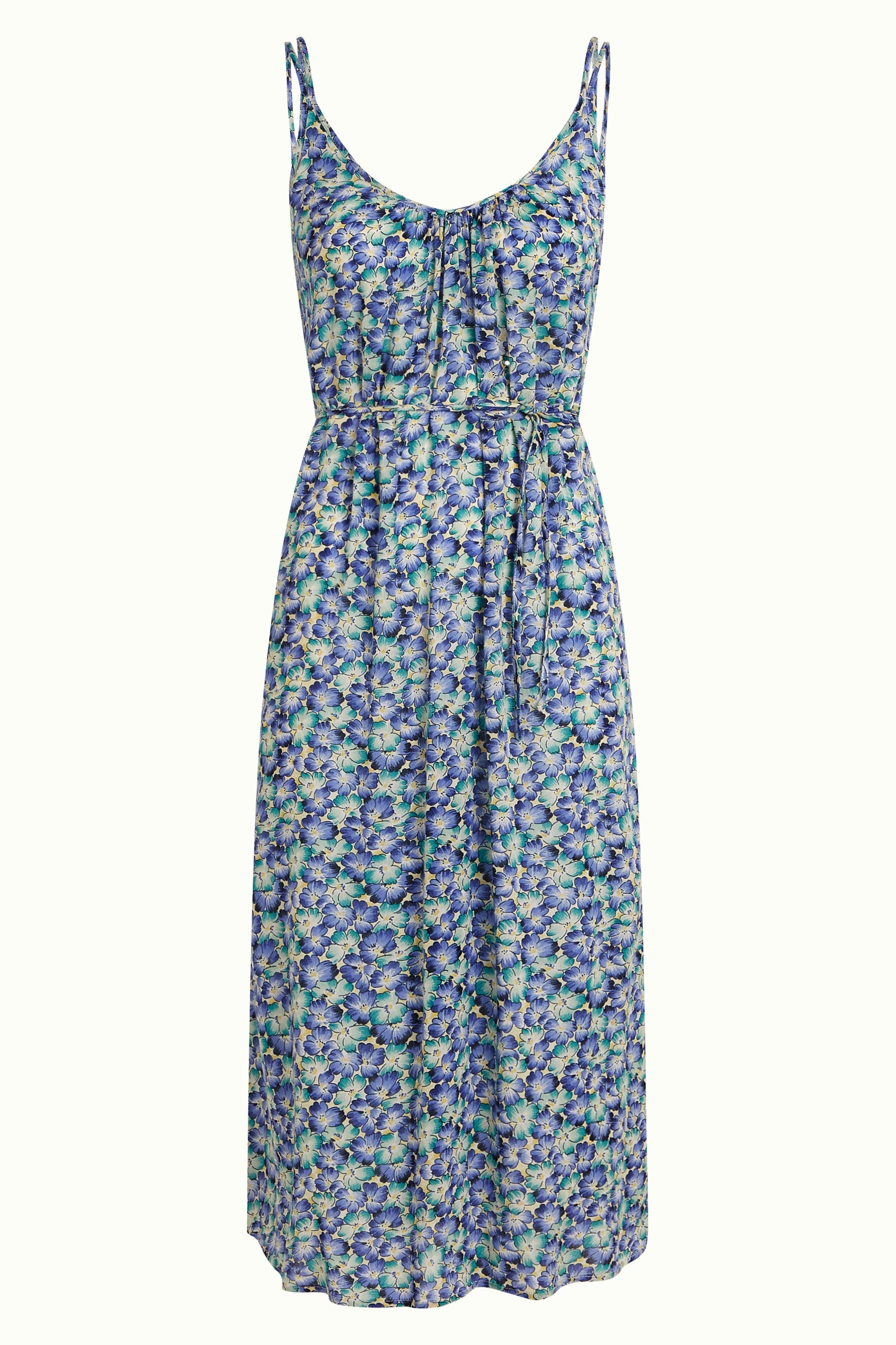 King Louie Kleid "Lara" blau/grün geblümt
