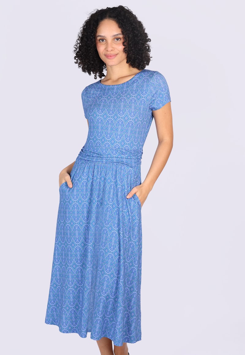 Lykka Kleid "Malind" blau/gemustert