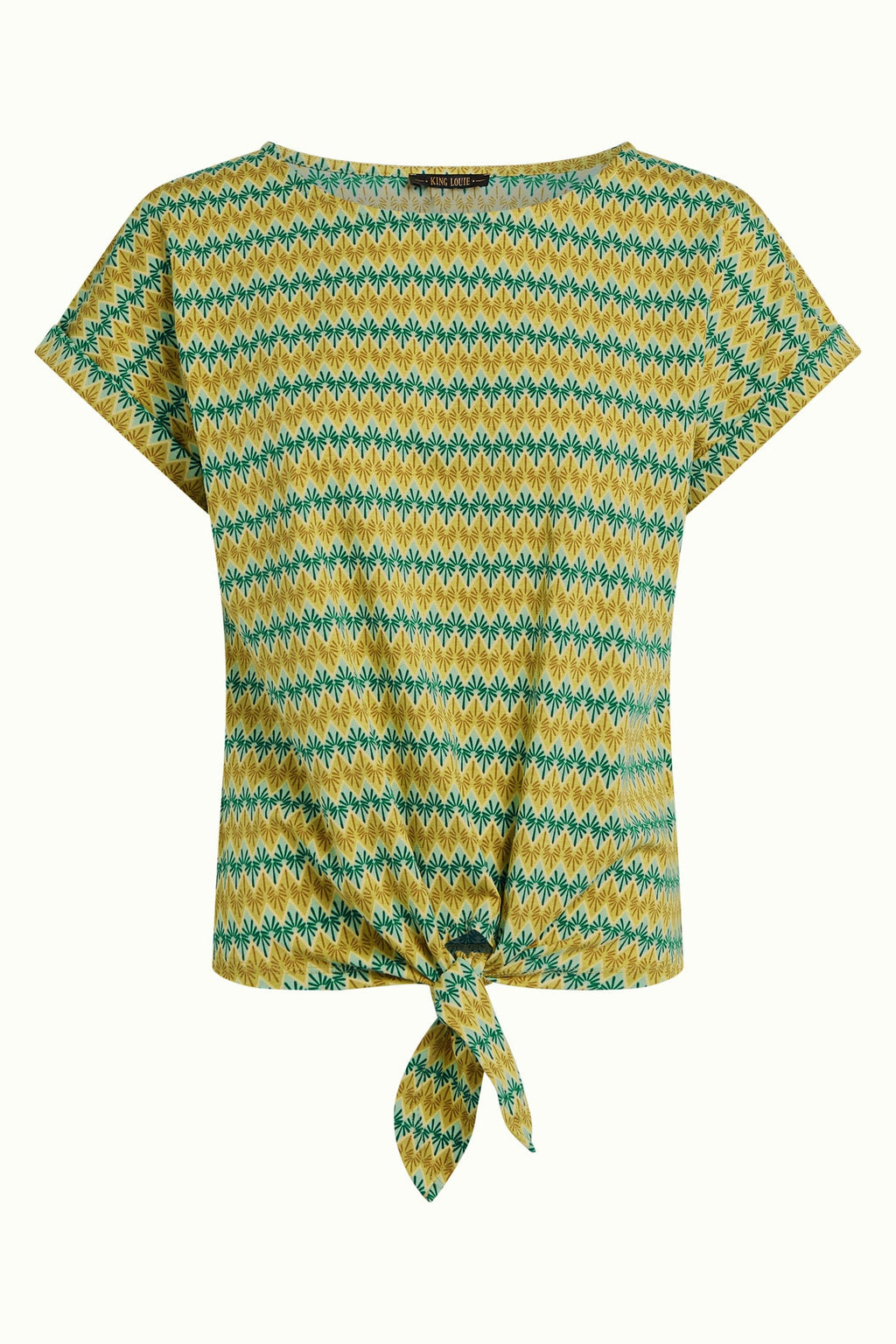 King Louie Bluse "Aria Knot" gelb/grün gemustert