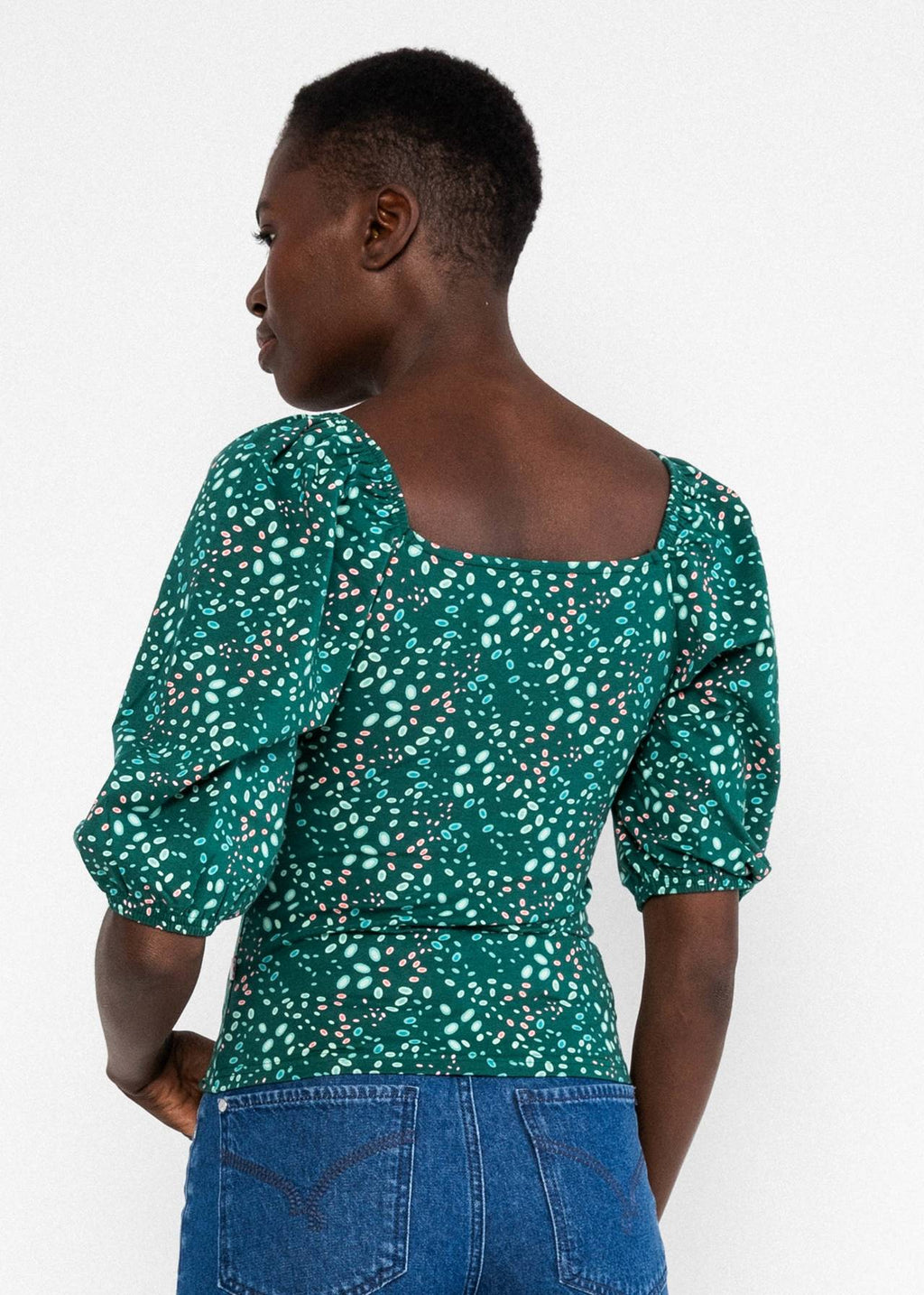 Blutsgeschwister Shirt "The Picnickeress" grün/gemustert
