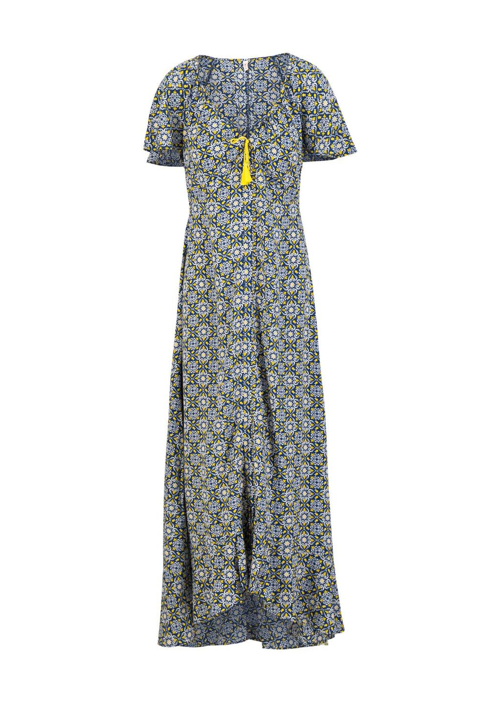 Blutsgeschwister Kleid "Sunset Goddess" blau/gelb gemustert