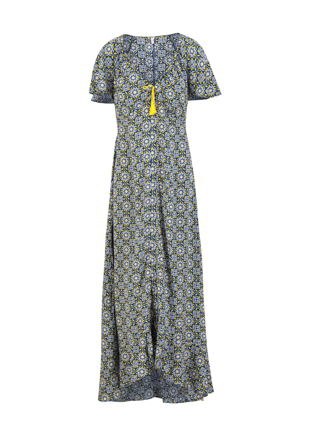 Blutsgeschwister Kleid "Sunset Goddess" blau/gelb gemustert