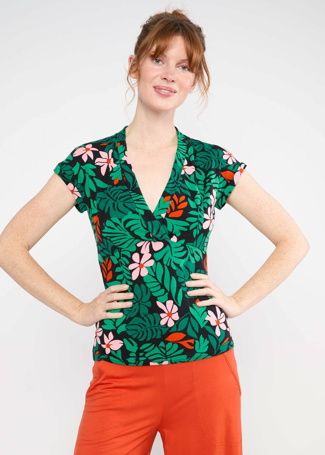 Blutsgeschwister Shirt "Mon Cher Cache-Coer" schwarz/grün  gemustert