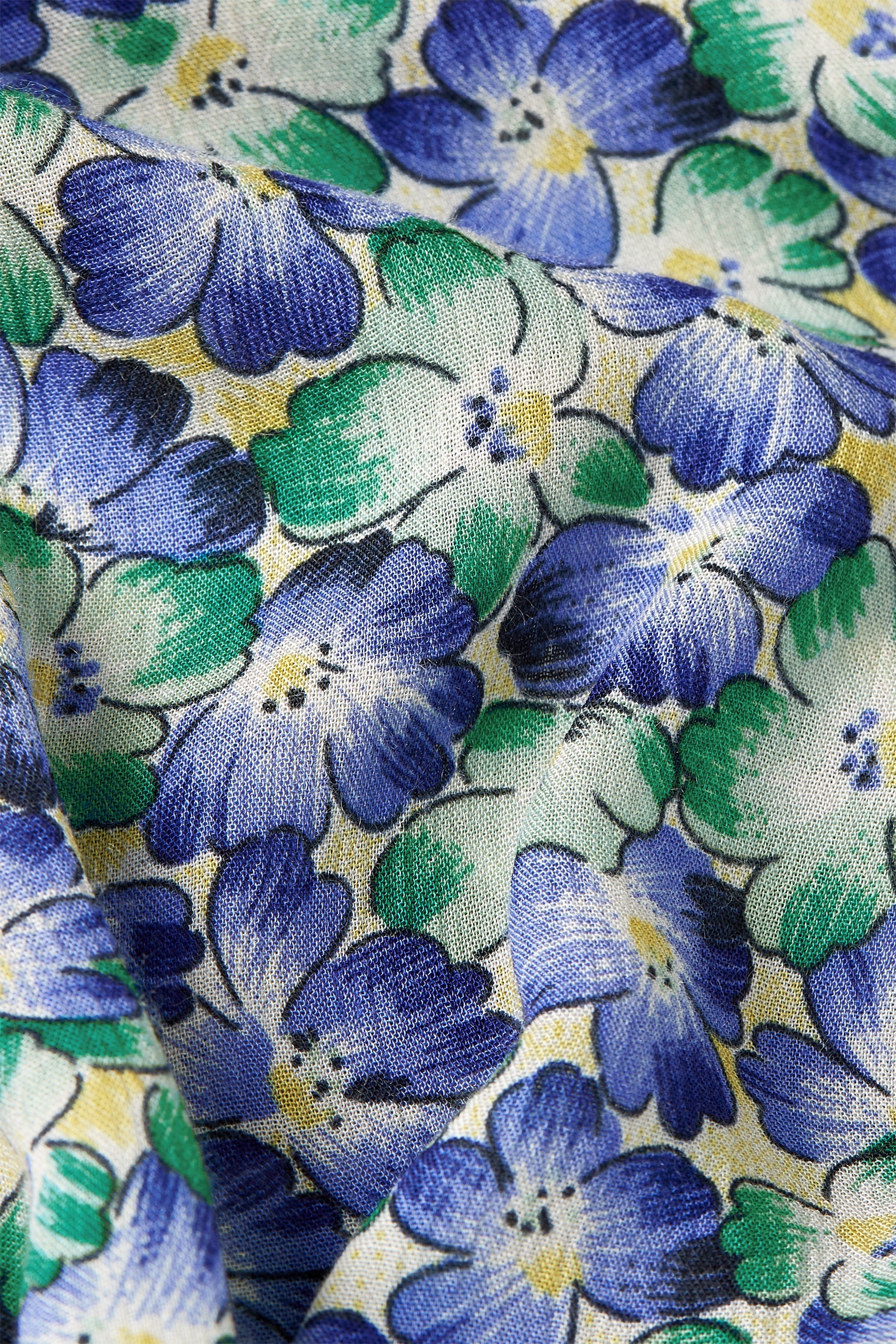 King Louie Kleid "Lara" blau/grün geblümt