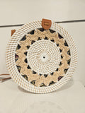 Korbtasche rund weiß/beige