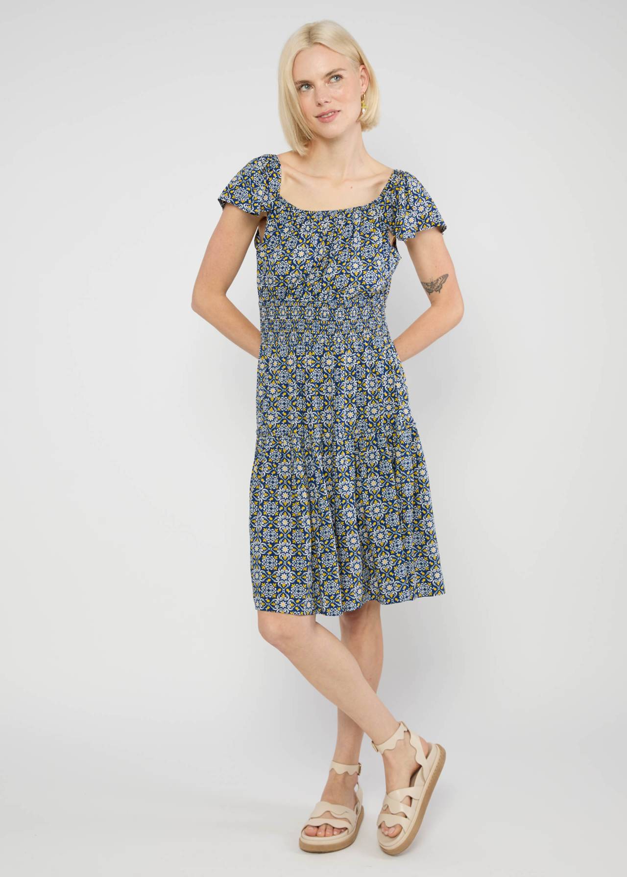 Blutsgeschwister Kleid "Parasolita" blau/gelb gemustert
