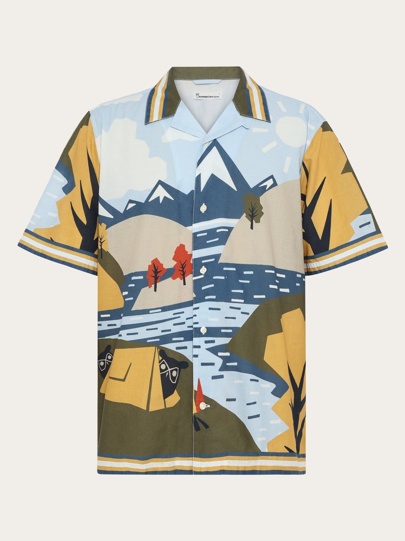 Knowledge Cotton Hemd kurzarm bunt/Camping