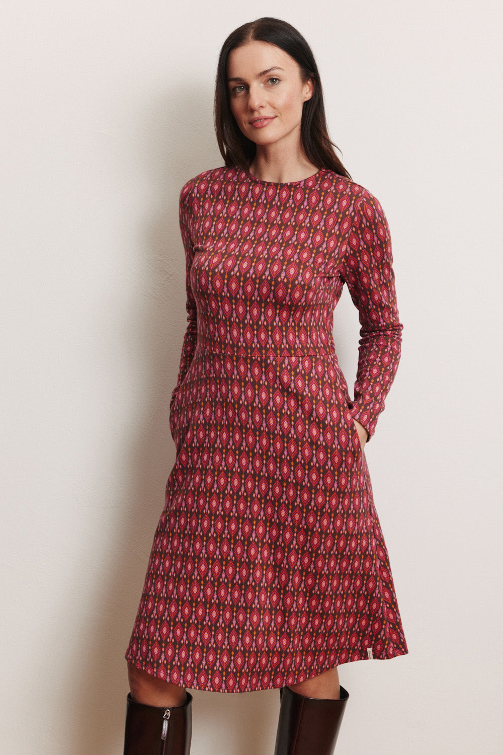 Tranquillo Kleid "Daisii" weinrot/gemustert