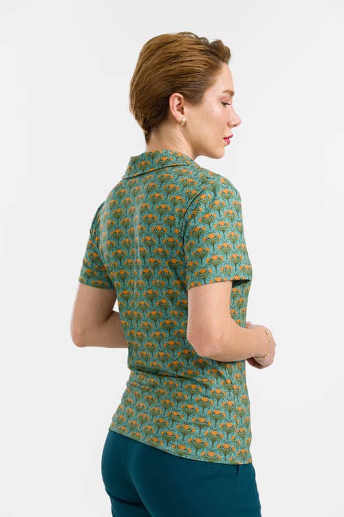 Lalamour Shirt "Suzy" grün/gelb geblümt