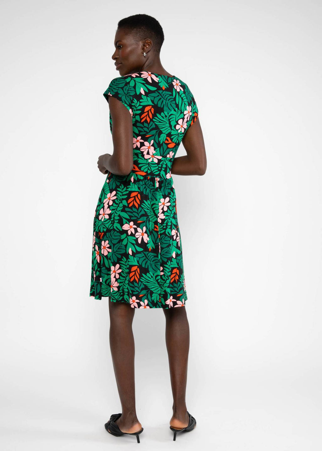 Blutsgeschwister Kleid "La vie est belle" schwarz/grün  gemustert