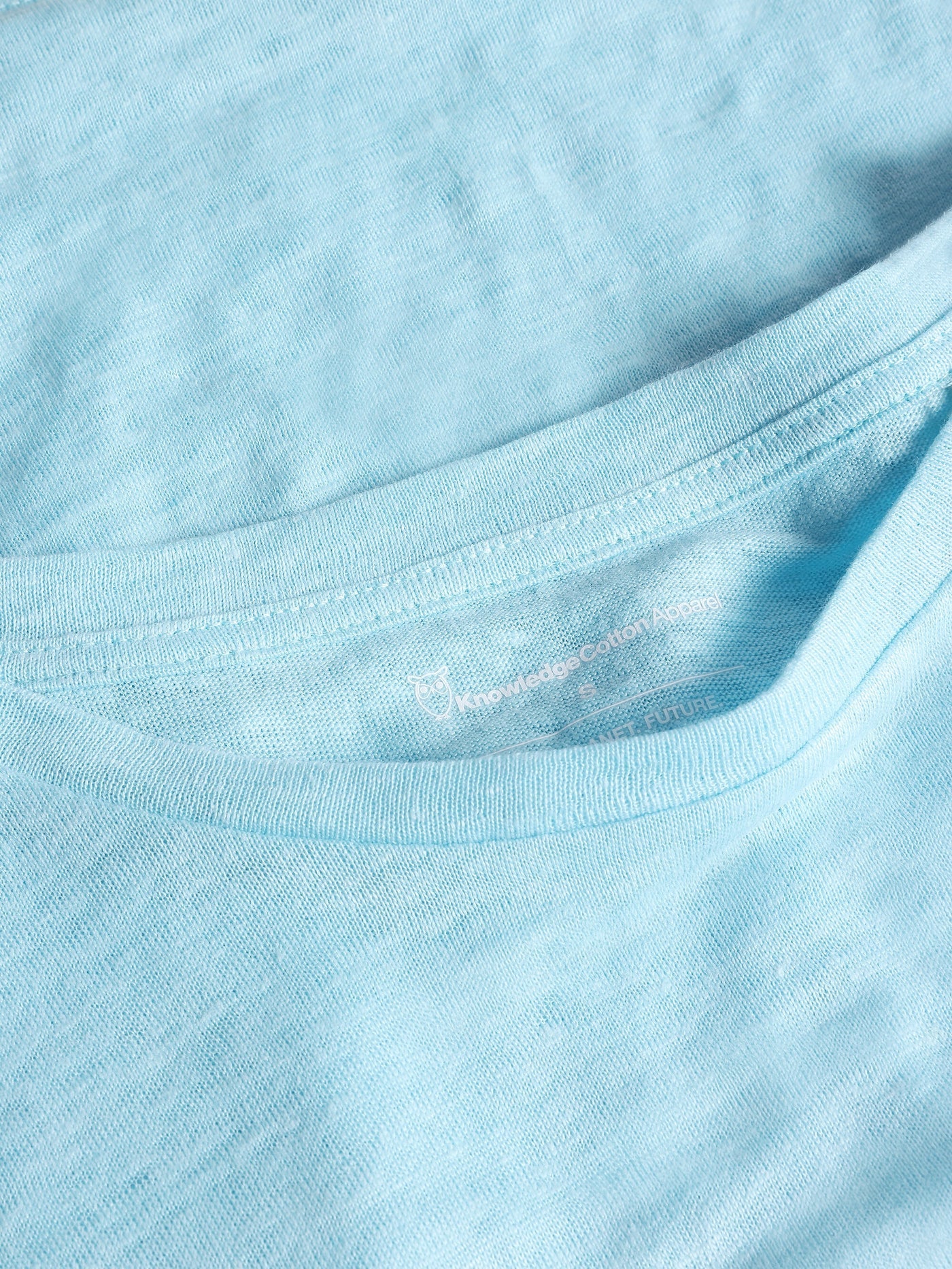Knowledge Cotton Shirt aus Leinen hellblau/blau